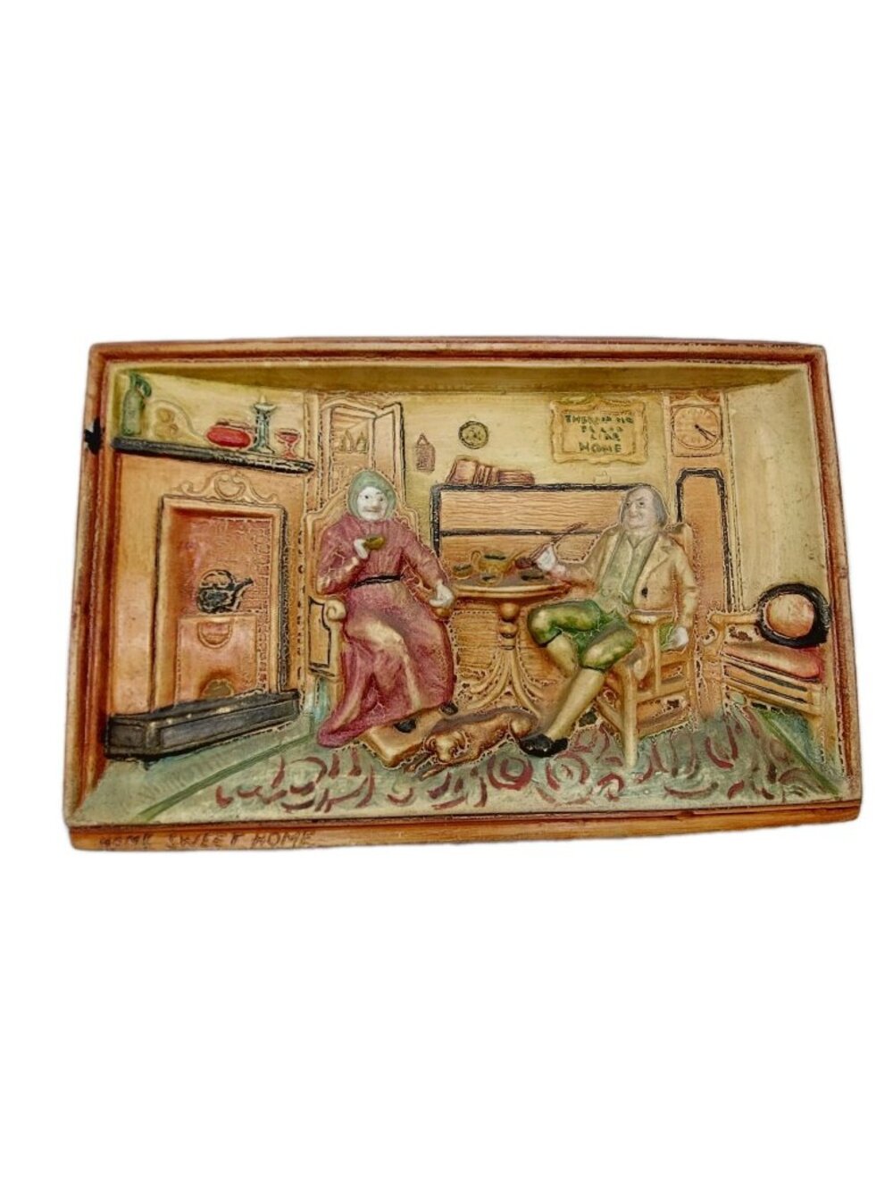 Chalk Ware Wall Hanging Home Sweet Home Vintage Chipped READ